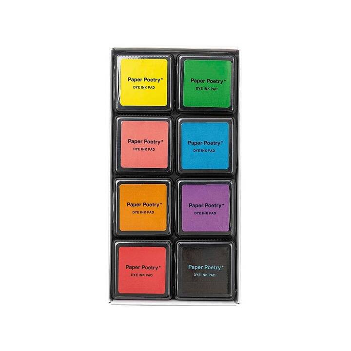 RICO DESIGN Cuscinetto per timbro Essentials (Pink, Giallo, Blu, Viola, Arancione, Nero, Verde, Rosso, 8 pezzo)
