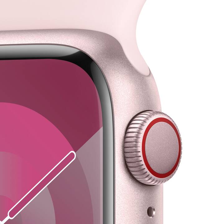 APPLE Watch Series 9 GPS + Cellular (41 mm, Aluminium, Rose, S/M)