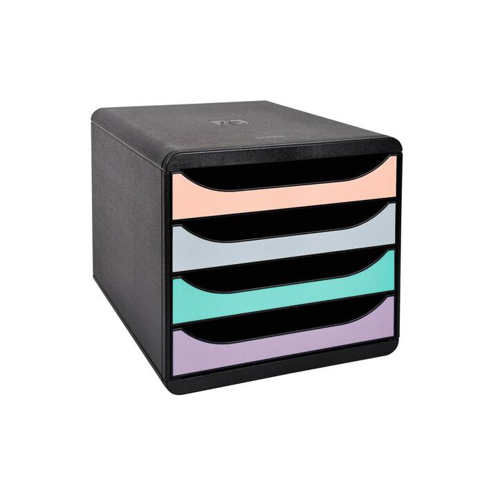 EXACOMPTA Büroschubladenbox Aquarel (A4+, 27.8 cm  x 34.7 cm  x 26.7 cm, Violett, Orange, Schwarz, Blau, Grün)