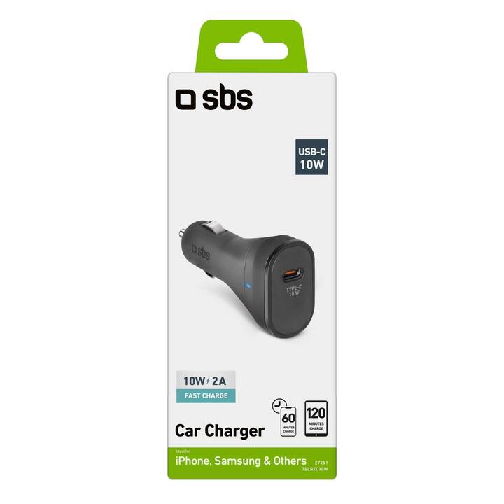 SBS Caricabatteria auto (10 W, Presa accendisigari, USB di tipo C)