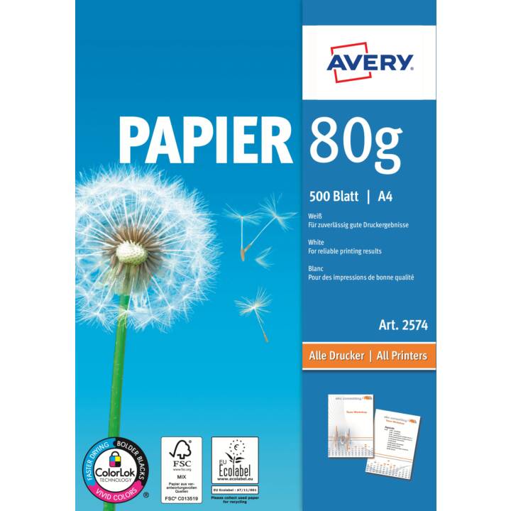 AVERY ZWECKFORM Universal Papier photocopie (500 feuille, A4, 80 g/m2)