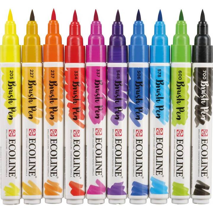 TALENS Brush Pen Filzstift (Violett, Gelb, Orange, Schwarz, Magenta, Grün, Blau, 10 Stück)
