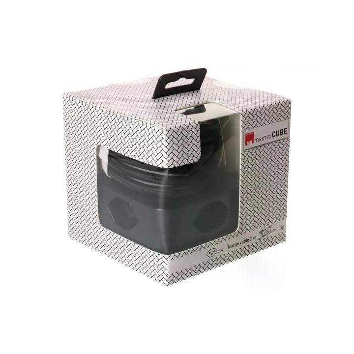 MAXTEX Steckdosenleiste Cube (T13 / T13, T12, 2 m, Schwarz)