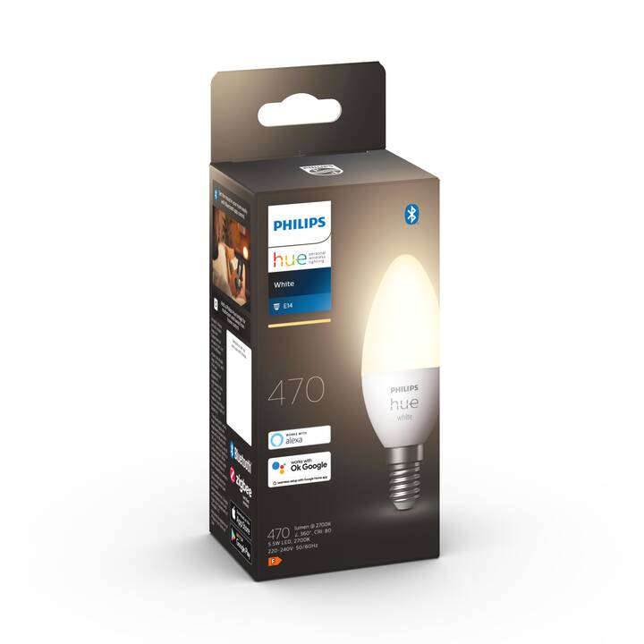 PHILIPS HUE Lampadina LED White (E14, Bluetooth, 5.5 W)