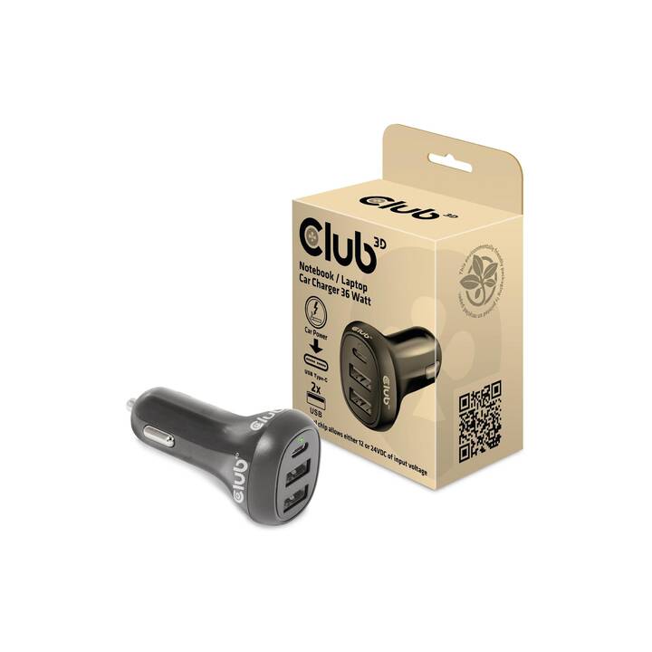 CLUB 3D Kfz Ladegerät CAC-1921 (36 W, Zigarettenanzünder, USB Typ-C, USB Typ-A)