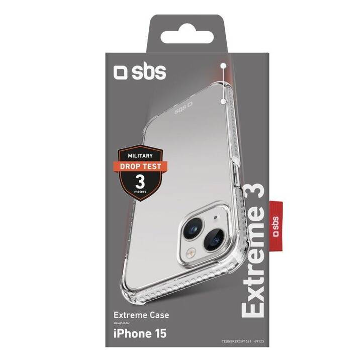 SBS Backcover Extreme X3 (iPhone 15, trasparente)