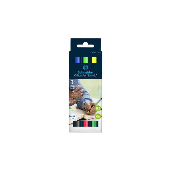 SCHNEIDER Link-It Office Set Crayon feutre (Jaune, Bleu, Vert, Noir, Rouge, 6 pièce)