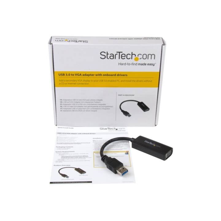 STARTECH.COM USB 3.0 auf VGA Adapter / Konverter - 1920x1200 - externer Videoadapter - 512 MB - Schwarz