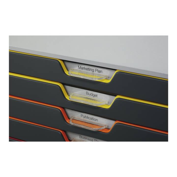 DURABLE Boite à tiroirs de bureau Varicolor 10 (C4, 28 cm  x 35.6 cm  x 29.2 cm, Multicolore, Gris)