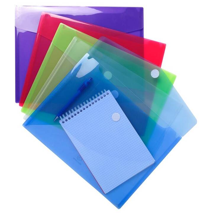 EXACOMPTA Dokumententasche (A4, Transparent, Blau, Violett, Grün, Rot, 5 Stück)