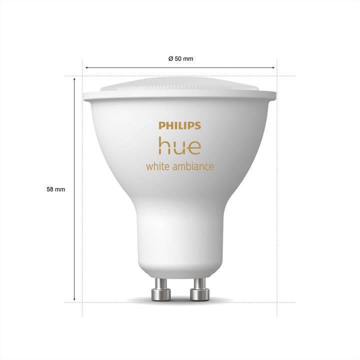 PHILIPS HUE Lampadina LED White Ambiance (GU10, Bluetooth, 5 W)