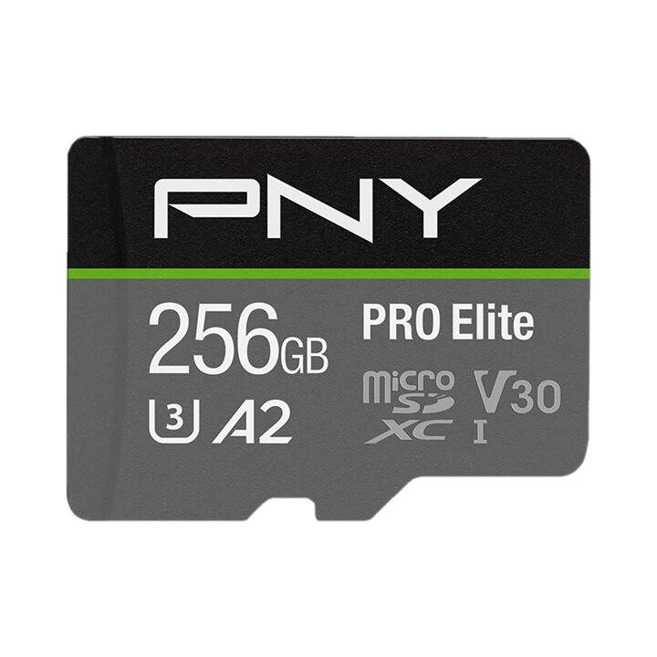 PNY TECHNOLOGIES MicroSDXC UHS-I PRO Elite (A2, Class 10, UHS-I Class 3, Video Class 30, 256 GB, 100 MB/s)
