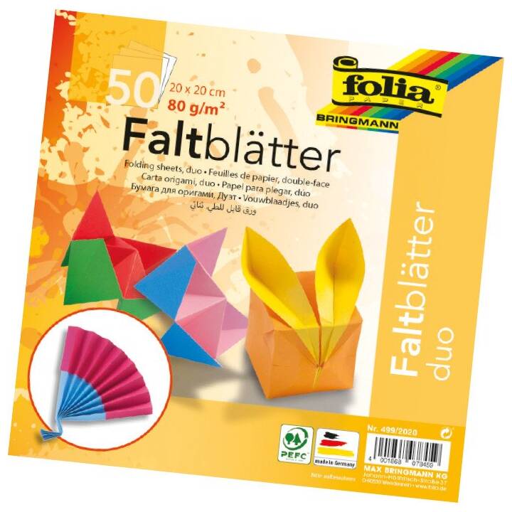 FOLIA Pliage du papier Duo (Multicolore, 50 pièce)