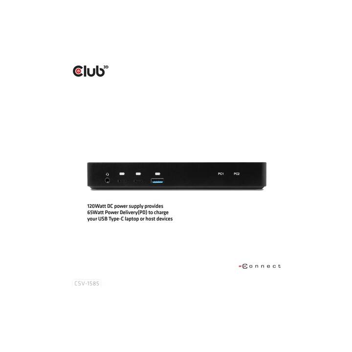 CLUB 3D Stazione d'aggancio  CSV-1585  (DisplayPort, HDMI, 2 x USB 3.1 di tipo C, 3 x USB 3.1 Typ-A)