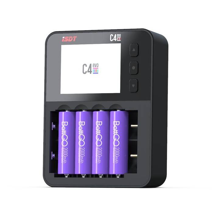 ISDT Chargeur C4 EVO Smart (Lithium-Polymer (LiHV), Lithium-Eisen (Li-Fe), Nickel-Zink (NiZn), Lithium-Ion (Li-Ion), Nickel-Metallhydrid (NiMH), 12 V)