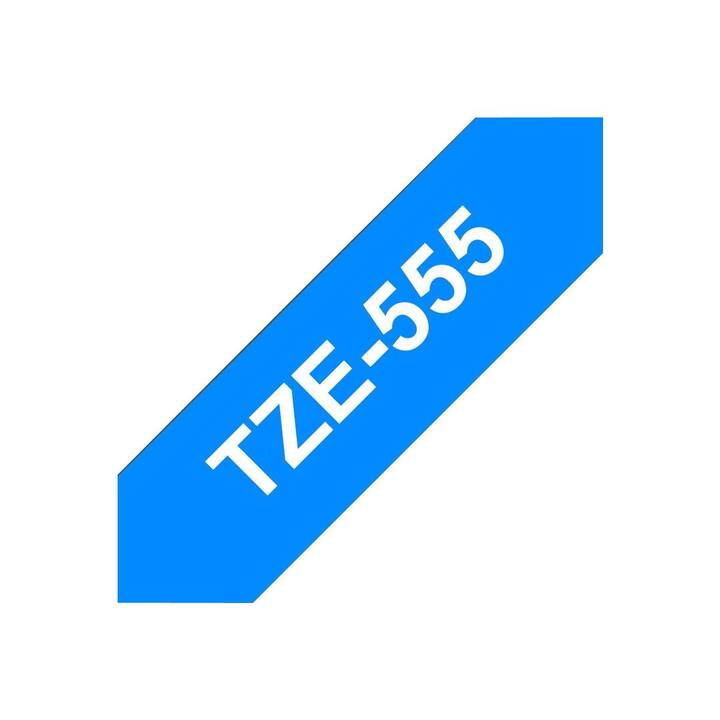 BROTHER TZe-555 Schriftband (Weiss / Blau, 24 mm)