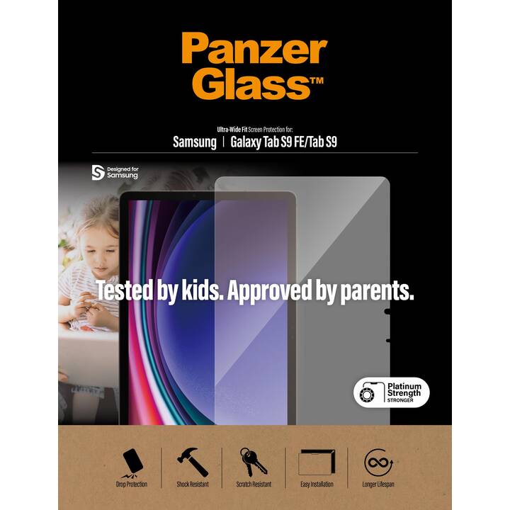 PANZERGLASS Ultra Wide Fit Film pour écran (11", Galaxy Tab S9, Galaxy Tab S8, Galaxy Tab S9 FE, Transparent)