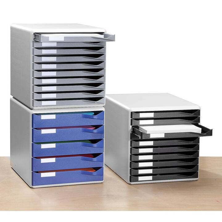LEITZ Büroschubladenbox (A4, 28.5 cm  x 35.5 cm  x 29.0 cm, Grau, Blau)
