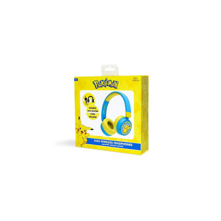 OTL TECHNOLOGIES Pokémon Pikachu Cuffie per bambini (Bluetooth 5.1, Giallo, Blu)