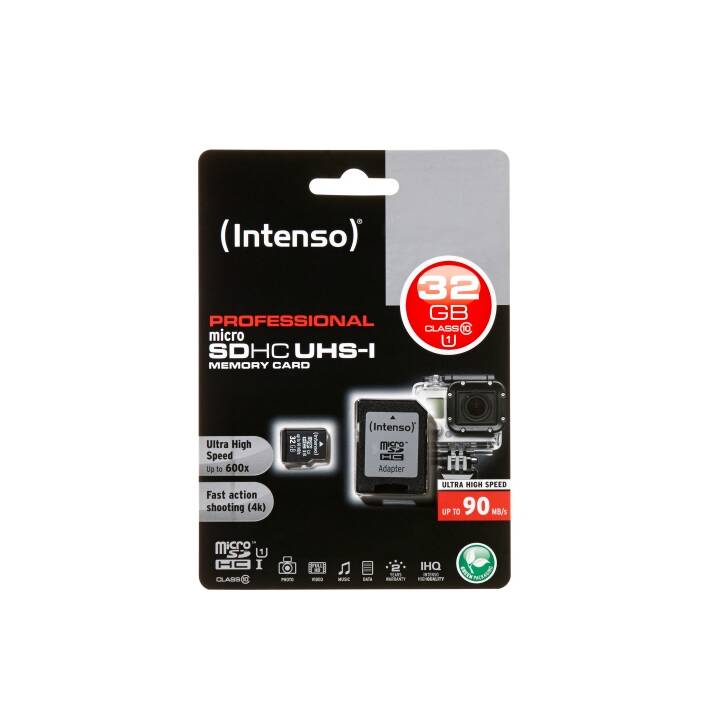 INTENSO MicroSDHC 3433480 (Class 10, 32 Go, 90 Mo/s)