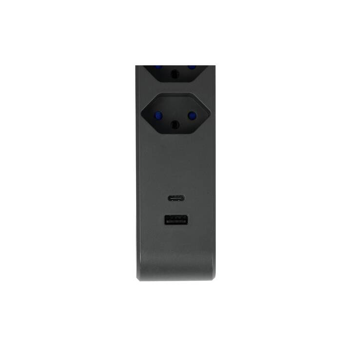 STEFFEN Prise multiple (USB , USB Typ A / T12, T13, 3 m, Gris, Anthracite)