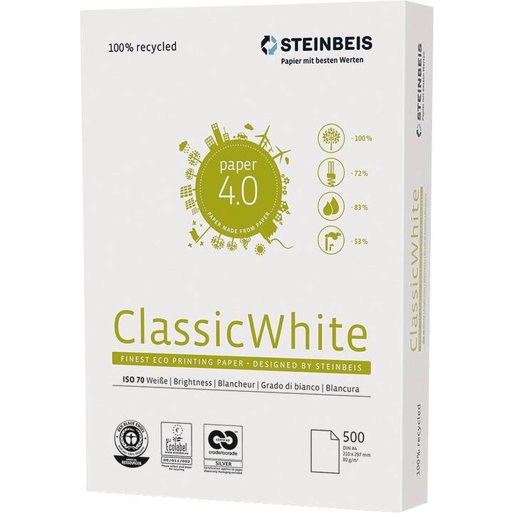 STEIMBEIS Classic White Papier photocopie (500 feuille, A4, 80 g/m2)