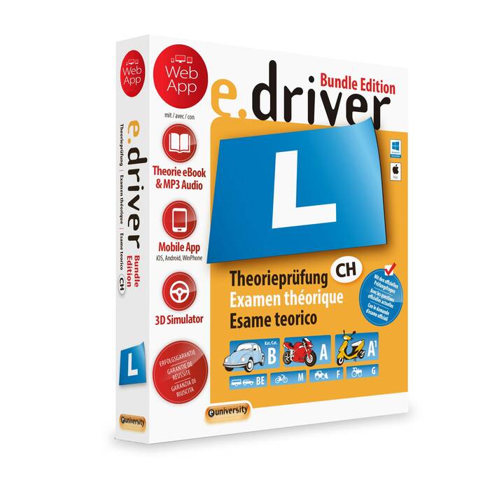 E-UNIVERSITY SOFTWARE e.driver Web App Bundle Edition (Versione completa, Tedesco, Italiano, Inglese, Francese)