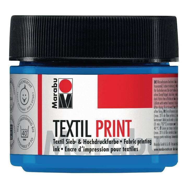 MARABU Textile couleur Texil Print (100 ml, Transparent, Noir, Cyan, Bleu, Blanc)