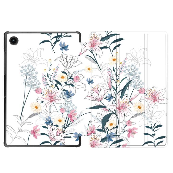 EG Hülle für Samsung Galaxy Tab A8 10.5" (2021) - Blumen - weiß