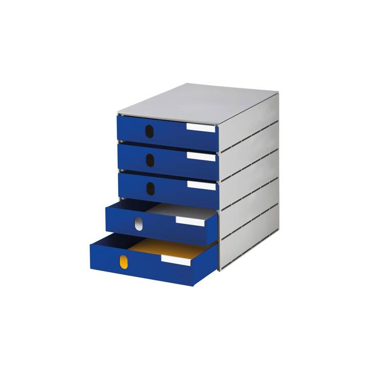 STYRO Boite à tiroirs de bureau Styroval-Pro (C4, 24.3 cm  x 33.5 cm  x 32.3 cm, Bleu, Gris clair)