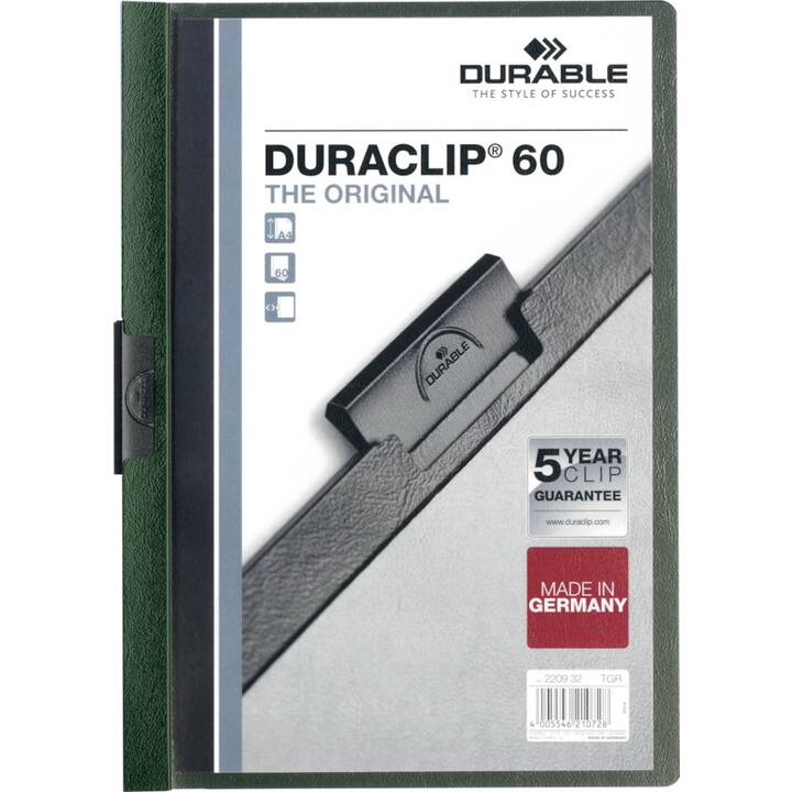DURABLE Cartellina ad aghi DuraClip 60 (Verde, A4, 1 pezzo)