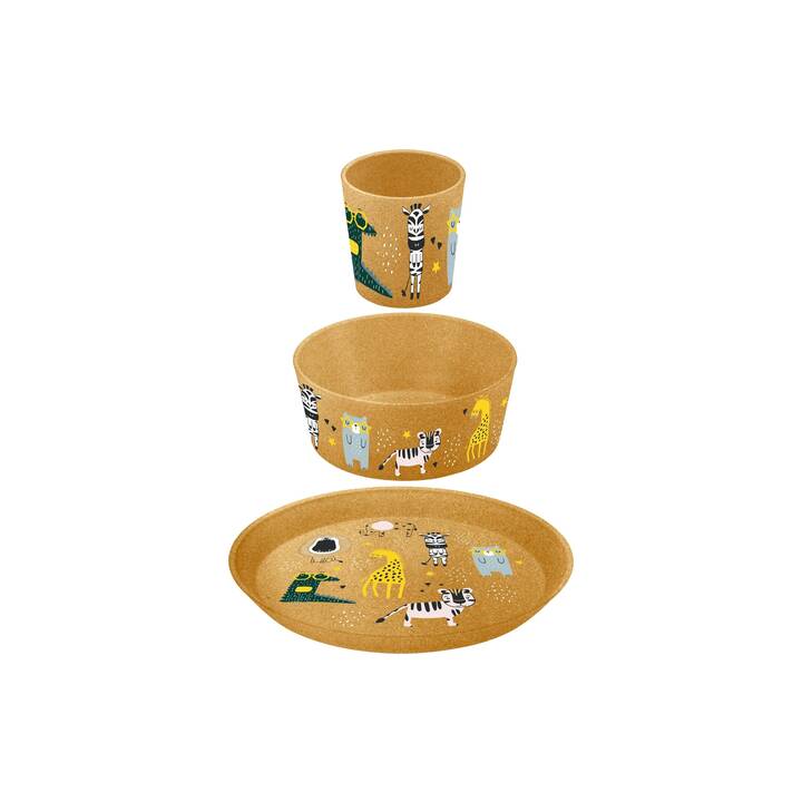 KOZIOL Set de vaisselle pour enfants Connect Zoo (Tigre, Giraf, Crocodile, Zèbre)