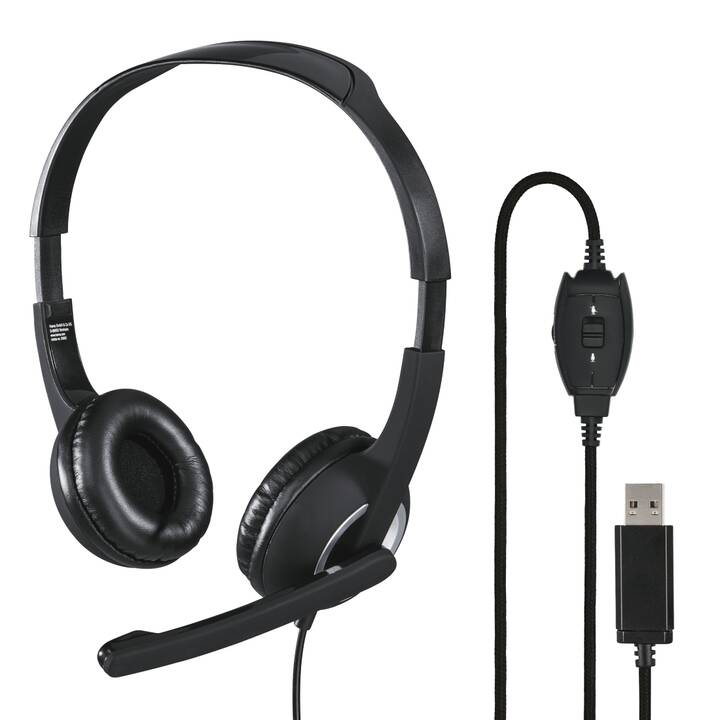 HAMA Cuffia per ufficio HS-USB250 Stereo (On-Ear, Cavo, Nero)