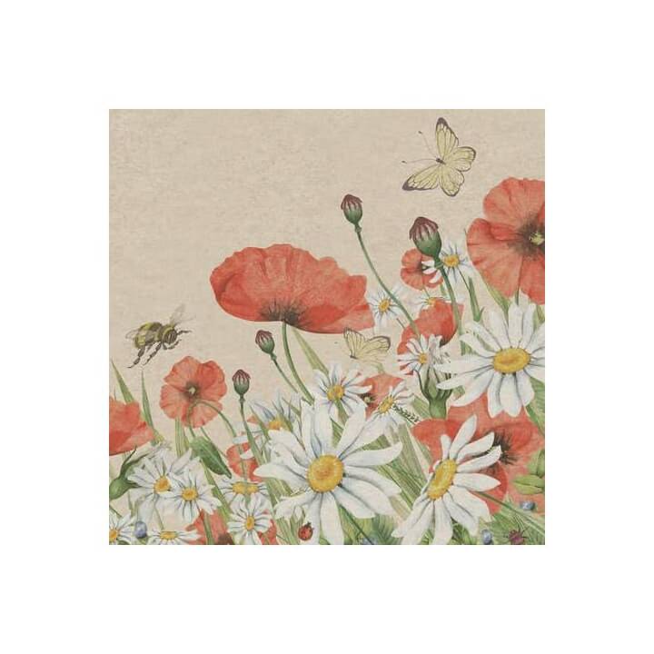 PAPER + DESIGN Serviette en papier Floral Poppies (33 cm x 33 cm, 20 pièce)