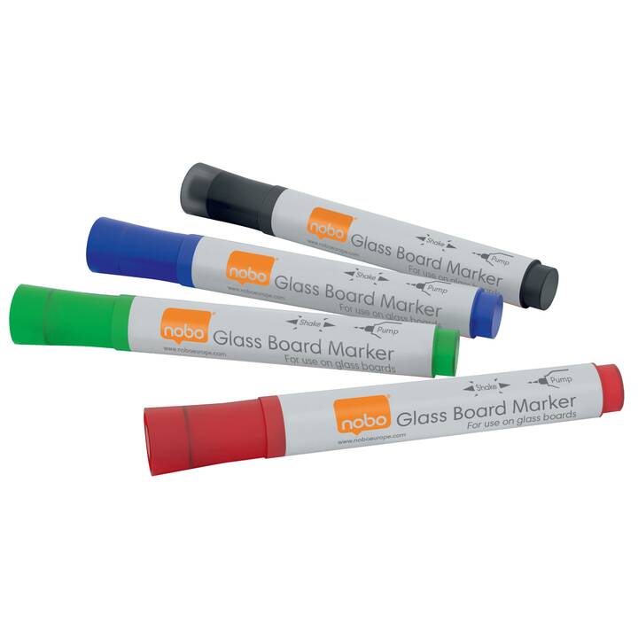 NOBO Whiteboard Marker (Blau, Schwarz, Rot, Grün, 4 Stück)