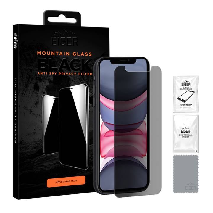 EIGER Verre de protection d'écran Mountain Anti Spy Privacy (iPhone 11, iPhone XR, 1 pièce)