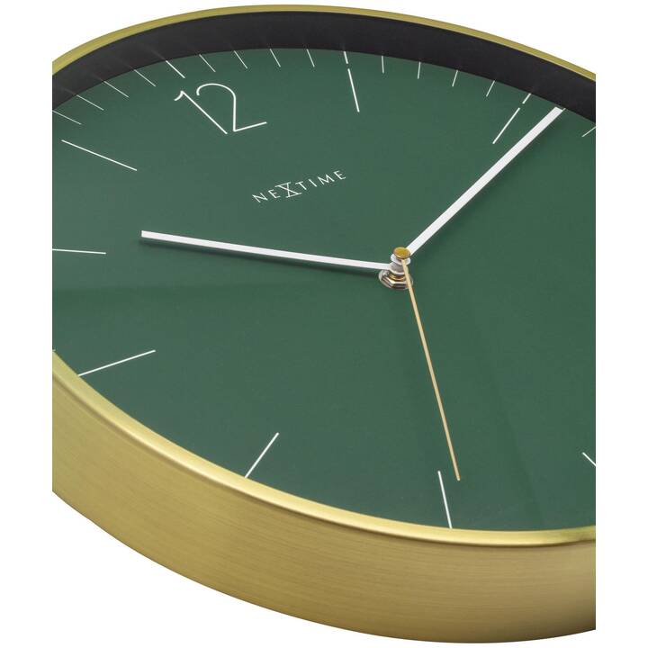 NEXTIME Essential Orologio da parete analogico (Oro, Verde)