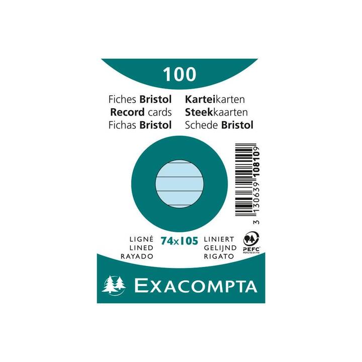 EXACOMPTA 10810SE Karteikarten (A7, Blau, Liniert, 100 Stück)