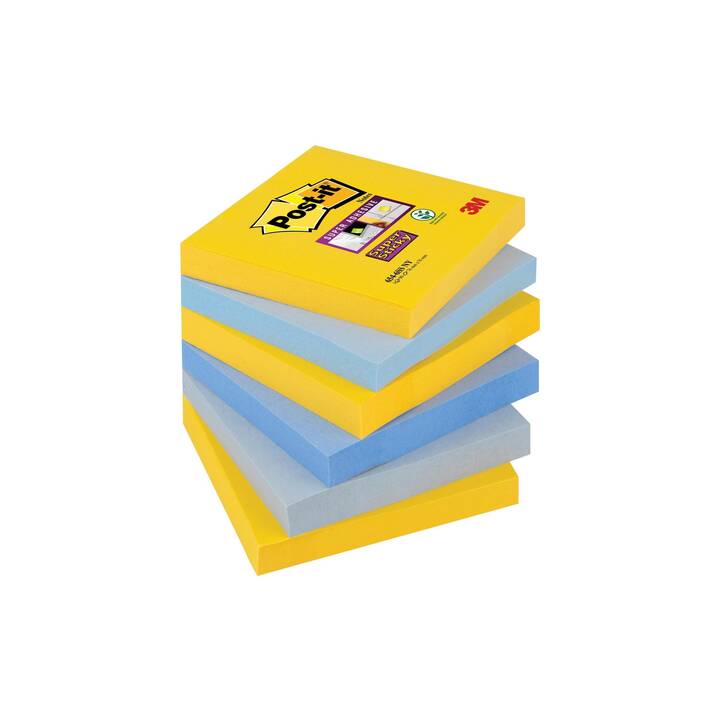 POST-IT Haftnotizen Super Sticky New York (6 x 90 Blatt, Gelb, Hellblau, Blau)