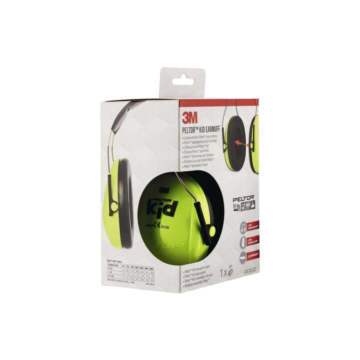 3M Casques antibruit pour enfants Peltor Kid (Vert électrique)