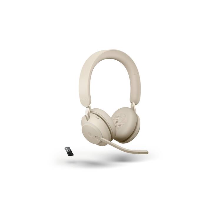 JABRA Office Headset Evolve2 65 MS Stereo (On-Ear, Kabellos, Beige)