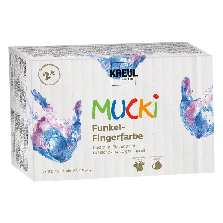 C. KREUL Fingerfarbe Mucki (6 x 150 ml, Smaragdgrün, Silber, Violett, Lila, Gold, Grün, Blau, Rosa, Mehrfarbig)