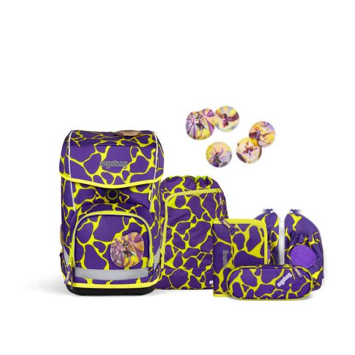 ERGOBAG Schulranzen Set Cubo Light SuBärkraft (19 l, Violett, Gelb)