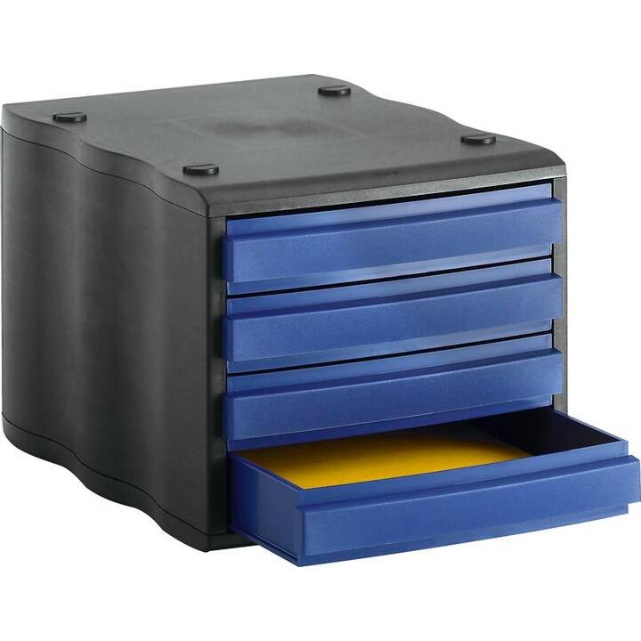 STYRO Büroschubladenbox (C4, 27 cm  x 35.5 cm  x 24 cm, Blau, Schwarz)