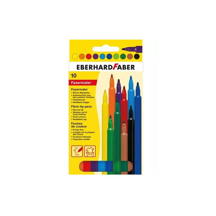 EBERHARDFABER Filzstift (Braun, Gelb, Blau, Violett, Orange, Grün, Schwarz, Rot, 10 Stück)