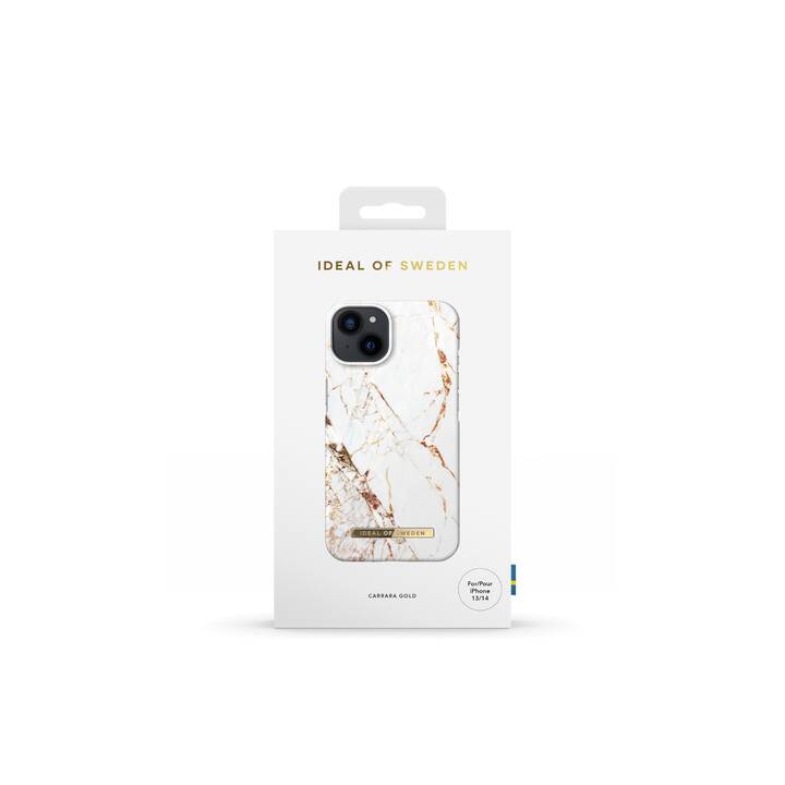 IDEAL OF SWEDEN Backcover Carrara Gold (iPhone 14, Marmo, Oro, Bianco)