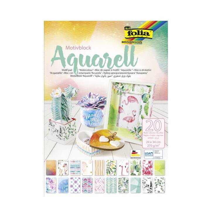 FOLIA Spezialpapier Aquarell (Mehrfarbig, 20 Stück)