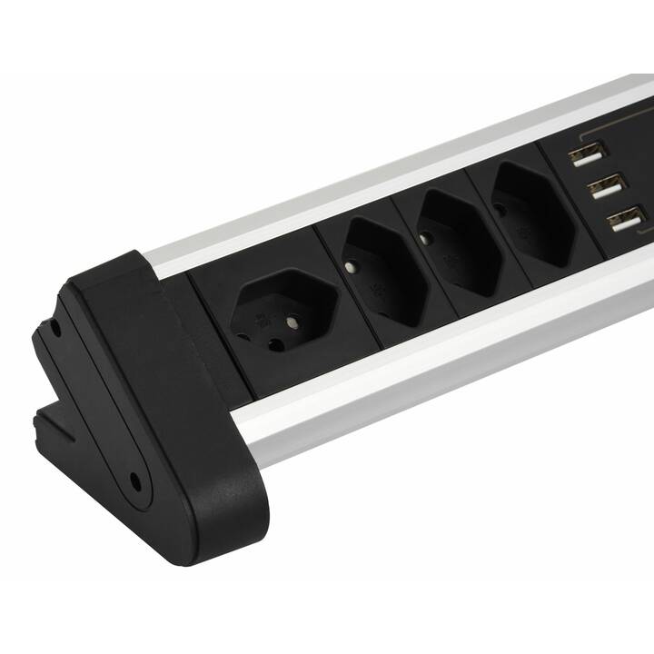 SCHÖNENBERGER Steckdosenleiste (USB, T13 / T13, 2 m, Aluminium, Schwarz)