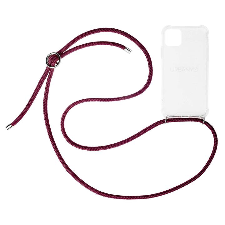 URBANY'S Backcover avec cordon (iPhone 14, Unicolore, Argent, Transparent, Rouge)