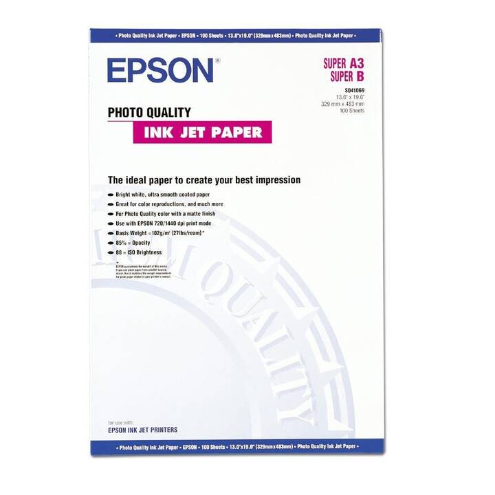 EPSON Photo Quality Papier photocopie (100 feuille, A3, 105 g/m2)